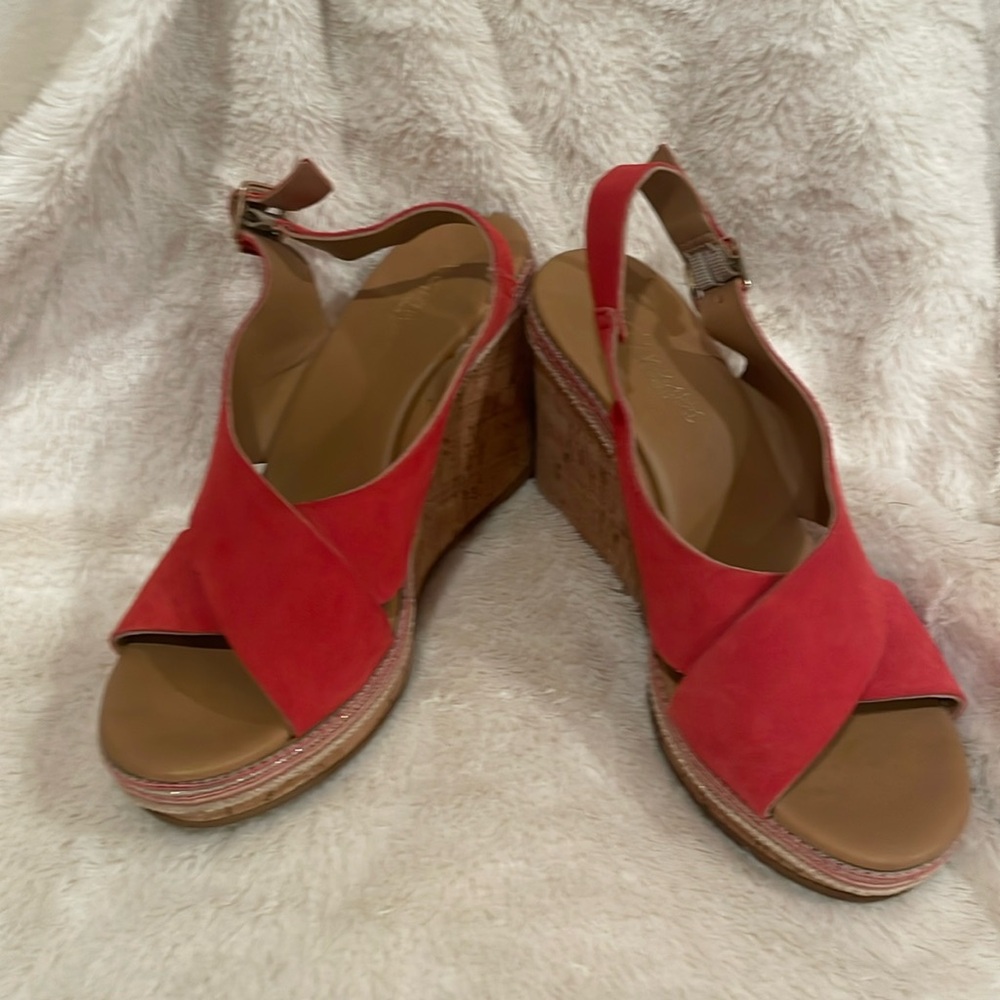 A. Gianetti Italian Leather Suede Cork Wedge Sz 6.5